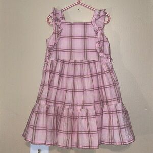 Oshkosh bgosh girls dress 5T plaid pink green ruffle little girls mini